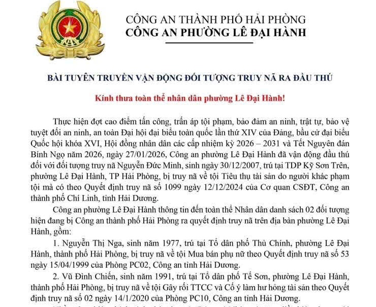 Công an phường Lê Đại Hành tuyên truyền vận động đối tượng truy nã ra đầu thú
